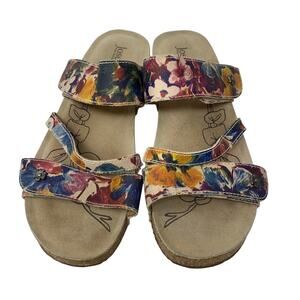 Josef Seibel Tonga 54 Leather Sandals Womens Sz 41 US 10-10.5 Floral Print